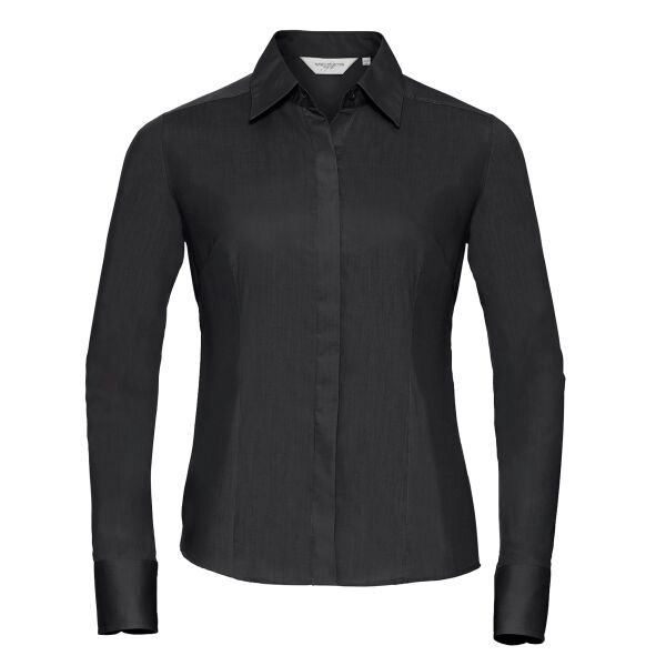 Women's long sleeve polycotton easycare fitted poplin shirt Thumbnail