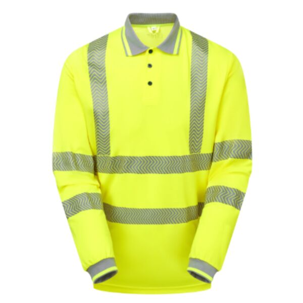 PULSAR® LIFE Men's Hi-Vis Long Sleeve Yellow Polo Shirt Thumbnail